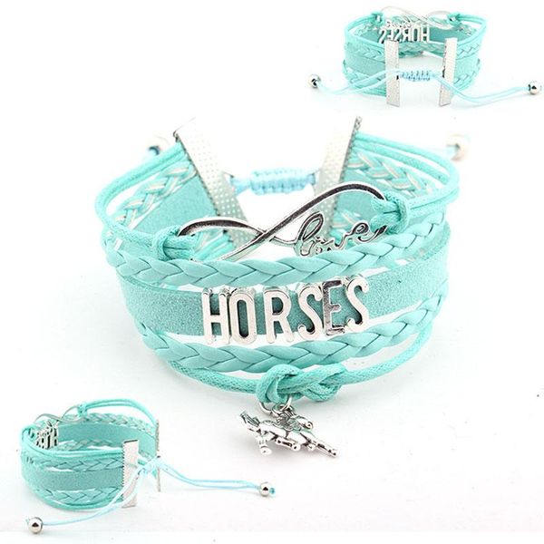 

tennis horses leather wrap bracelets multi-layer charm bracelet wristband fashion jewelry for women men, Golden;silver