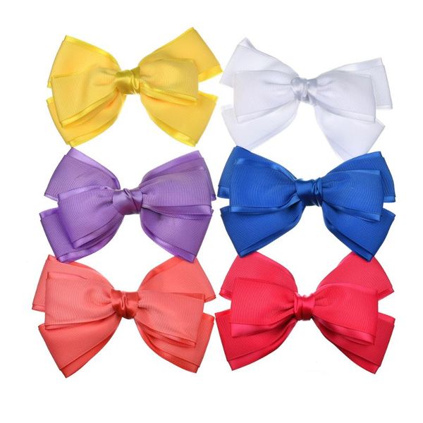 

hair accessories six different colours bow clips for girls, Slivery;white