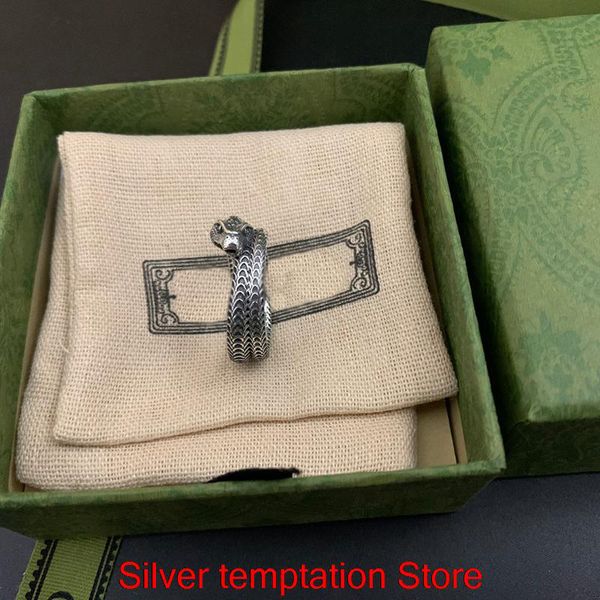 

ag925 sterling sier ring couples retro luxury brand men and women snake ring jewelry personality tide hip hop rock party gift, Silver