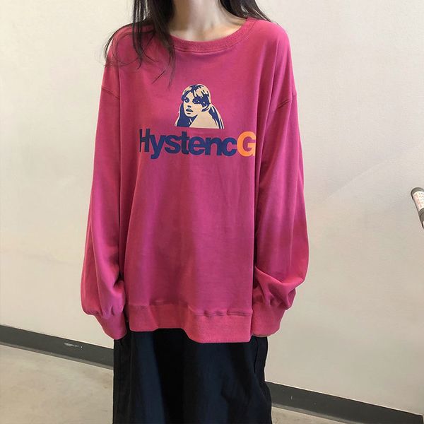 

autumn winter korean style women sweatshirts long sleeve print thick warm sweatshirt womens pullovers (x1129) 210423, Black