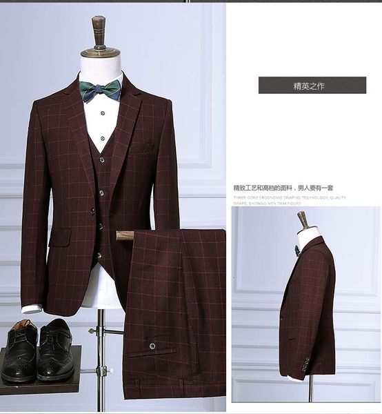 

men's suits & blazers jacket+pants+vest new arrival plaid wedding men,blazer men,wedding dress,stripe dress suits,size m-xxxl 3 co, White;black