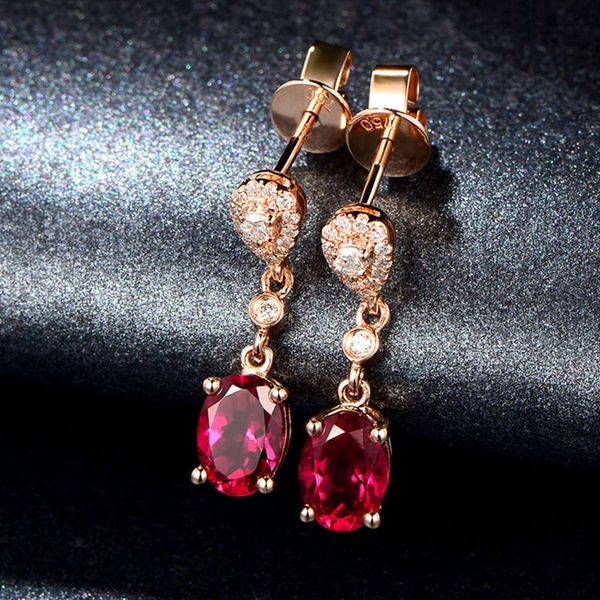 

imitation tourmaline low luxury pigeon blood red earrings, Black