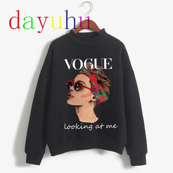 

women's hoodies & sweatshirts vogue sweatshirt women fashion long sleeve casual hood female clothes streetwear hip hop 90s aesthetic vi, Black
