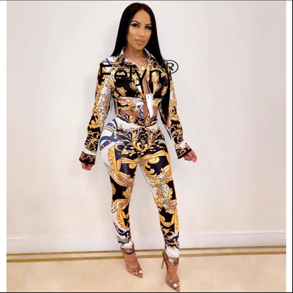

felyn arrival 2 pieces womens tracksuits set print soft material blouse and bodycon pants, Gray