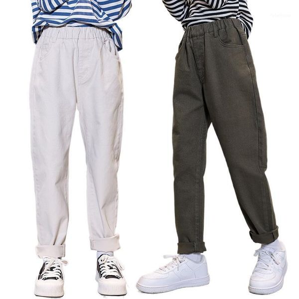 

girls denim pants ivory army green boutique radish trousers fashion teens 4 to 14 year casual straight full length sport clothes1, Blue