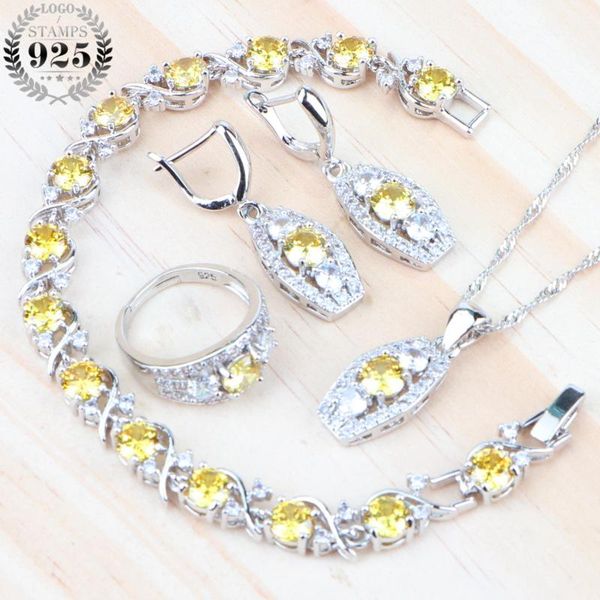 

wedding jewelry sets women luxury bridal silver 925 cubic zirconia costume jewellery rings pendant bracelets necklace earrings, Slivery;golden