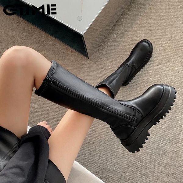 

boots 2021 fashion women winter heels quality long comfort high boot zipper knee-high#sjpae-697, Black