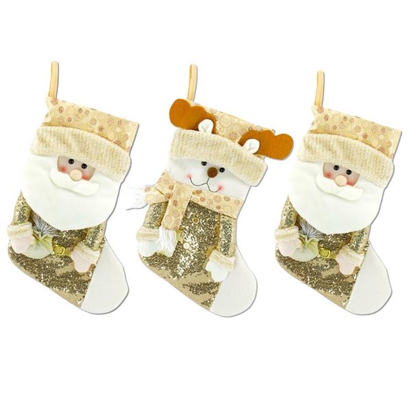 

storage bags 2022 christmas stockings gold flash santa elk fabric gift socks xmas lovely bag for children fireplace tree 2021