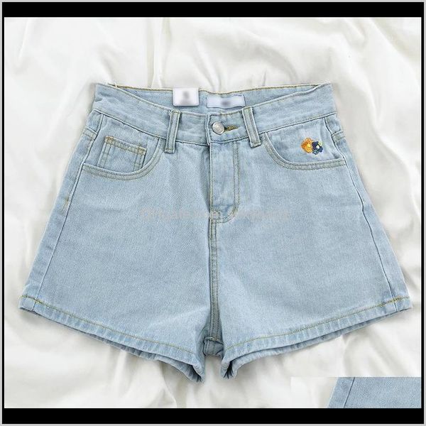 

womens clothing apparel drop delivery 2021 women daisy embroidery denim shorts summer washed blue ulzzang high waist denim1 f6zte, White;black