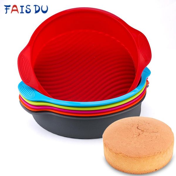 

baking moulds silicone round food grade non stick cake bakeware 3d mold tool loaf bread tray birthday dessert pan tools