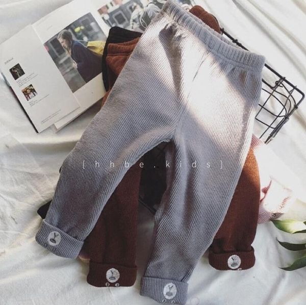 

trousers 2021 winter boys and girls cute cartoon embroidery velvet leggings kids children thick warm, Blue