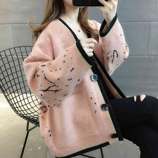 

women's knitted coat spring loosely korean style lazy cardigan ladies ladies'spring and fall, Tan;black