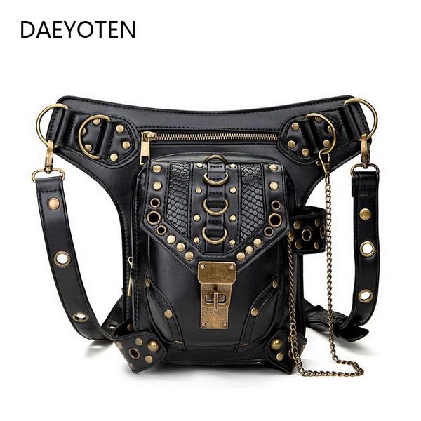 

retro motorcycle waist bag women steampunk fanny pack female chest bags leg streetwear pouch kidney beltbag zm0260