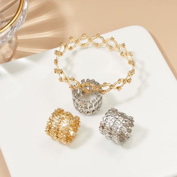 

cluster rings rinhoo fashion romantic stretchable folding ring for women heart star rhinestone charm adjustable jewelry girlfriend party gif, Golden;silver