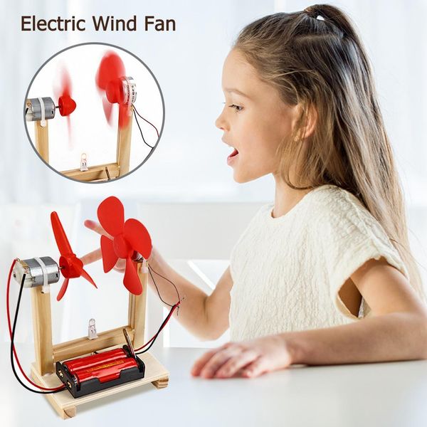 

children diy wooden electric dual wings fan model improving practical ability science assembly toys creative and unique toys