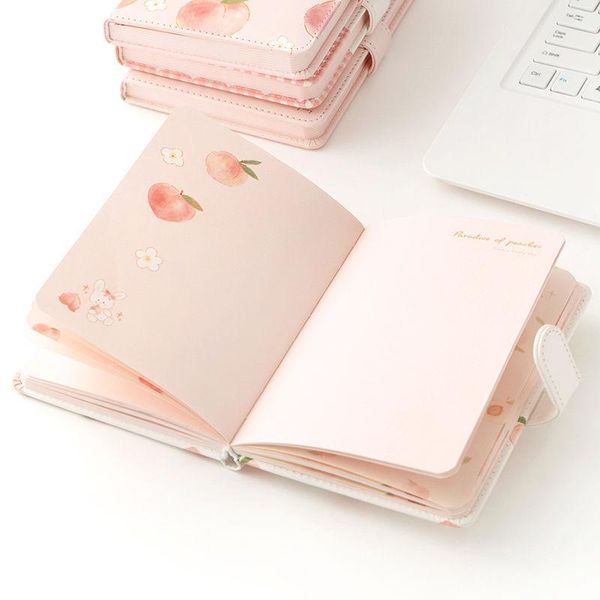 

notepads notebook girl heart peach saying a5 magnetic buckle color page hand ledger pu student diary, Purple;pink
