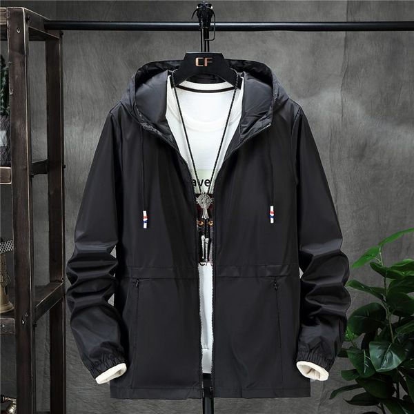 

men's jackets 2021 sports casual jacket stitching solid color slim hooded zipper men clothes youth thin section, Black;brown
