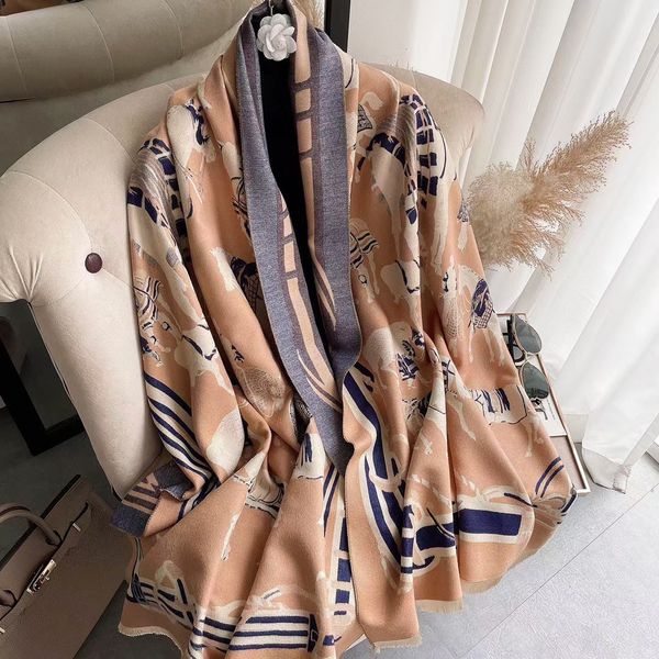 

autumn and winter thick wool scarf women leisure luxury warm shawls can be wholesale, Blue;gray