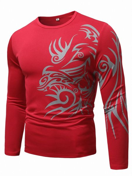 

men graphic print long sleeve tee z33b#, White;black