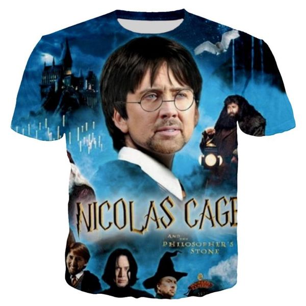 

men's t-shirts 2021 summer fashion t shirt funny nicolas cage 3d movie prints casual tees s-5xl, White;black