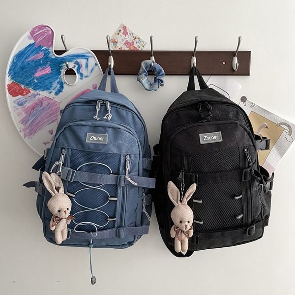 

solid color all-match fashion women's backpack oxford cloth waterproof school bag for girls large capacity