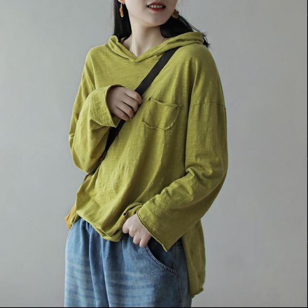 

women shirt shirts hooded hole bamboo cotton fashion casual spring summer long sleeve pocket loose streetwear blouse, White