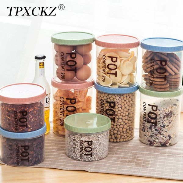 

storage bottles & jars tpxckz transparent plastic kitchen container with lid airtight clear pantry organization for flour pasta candy