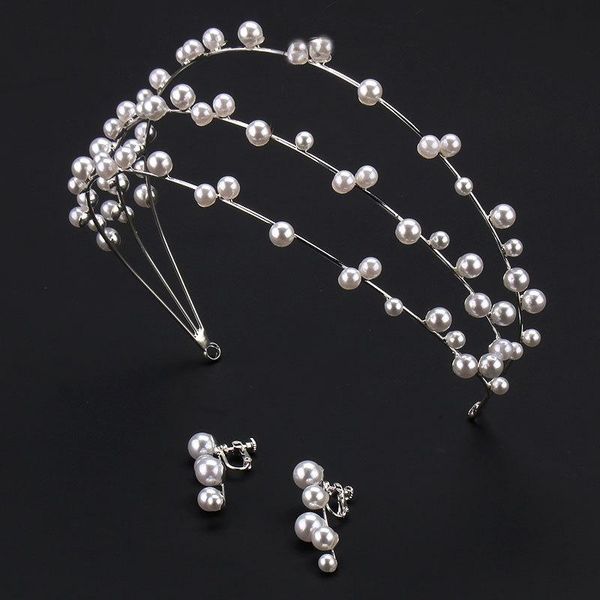 

hair clips & barrettes wedding crown women's retro 2-3-rows pearl headband generous decorations ladies accessories unique jewelry, Golden;silver