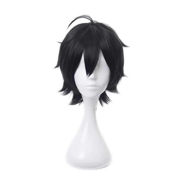 

miyamura izumi anime hori-san to miyamura-kun horimiya cosplay short black wig heat resistant synthetic hair +wig cap
