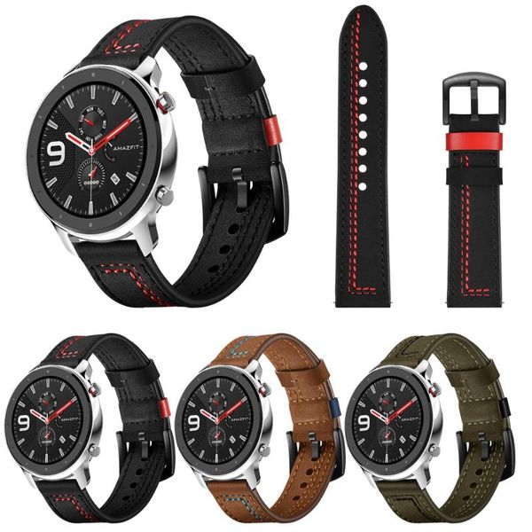 

watch bands genuine leather strap band for huami gtr 47mm, Black;brown