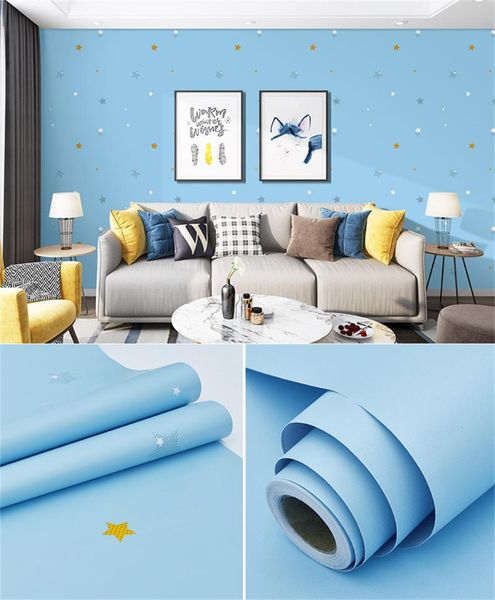 

window stickers star light blue wallpaper luxury boy's children self-adhesive wall for kids bedroom decoration home decor