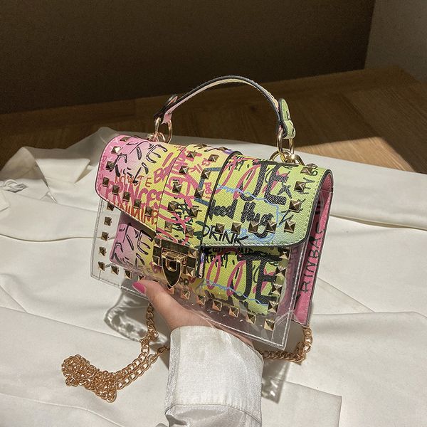 

evening bag color letter graffiti jelly in 2021 summer