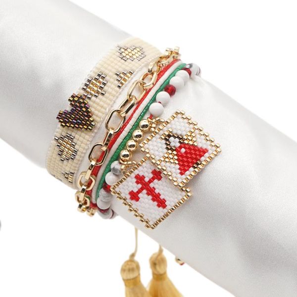 

miyuki bracelet femme peace angle charm bracelets for girl jewelry love heart jewellery gold plated cuban link pulsera, Golden;silver