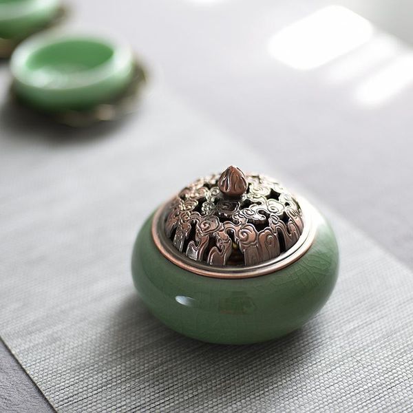 

fragrance lamps celadon furnace ceramic buddha statue handmade antique incense burner home decoration zen