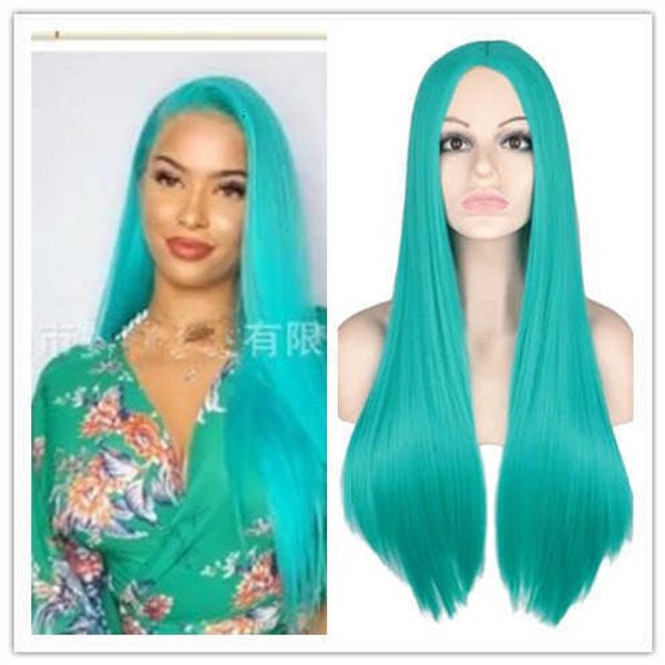 

wig fashion women's split long straight hair headgear is, Black