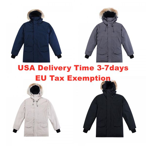 

men women outerwear designer parka coat winter down jacket real wolf fur windproof xs-xxl, Black