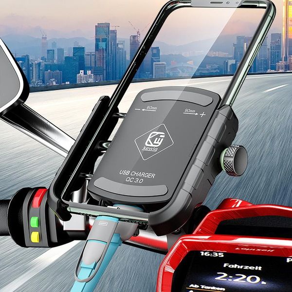 

cell phone mounts & holders motorcycle holder wireless qc 3.0 18w usb quick charger stand moto bicycle handlebar mobile bracket