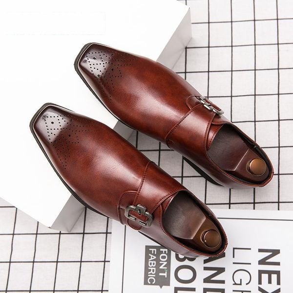 

dress shoes fashion business flat men's designer formal carved leather loafers holiday party wedding shoes39-48, Black
