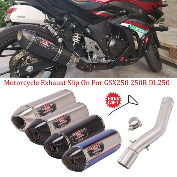 

motorcycle exhaust modified yoshimura carbon db killer 51mm muffler escape middle link pipe for gsx250 250r dl250 system