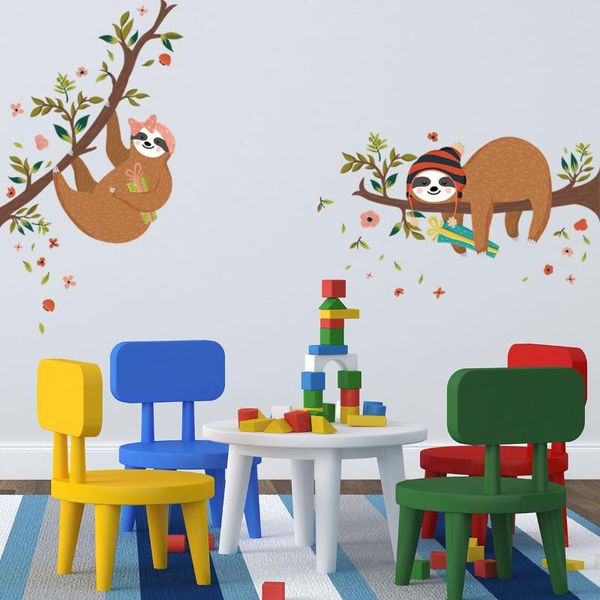 

wall stickers branch bear children's room living bedroom background sloth animal