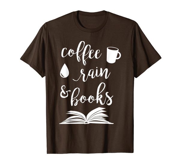 

coffee rain and books t shirt, bookworm reading gift, White;black