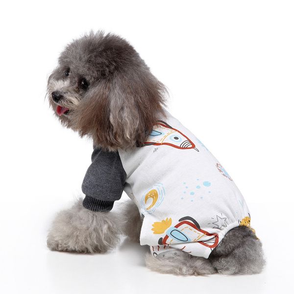 

selling pet pajamas striped home cloth cotton printed dog four legged knitted