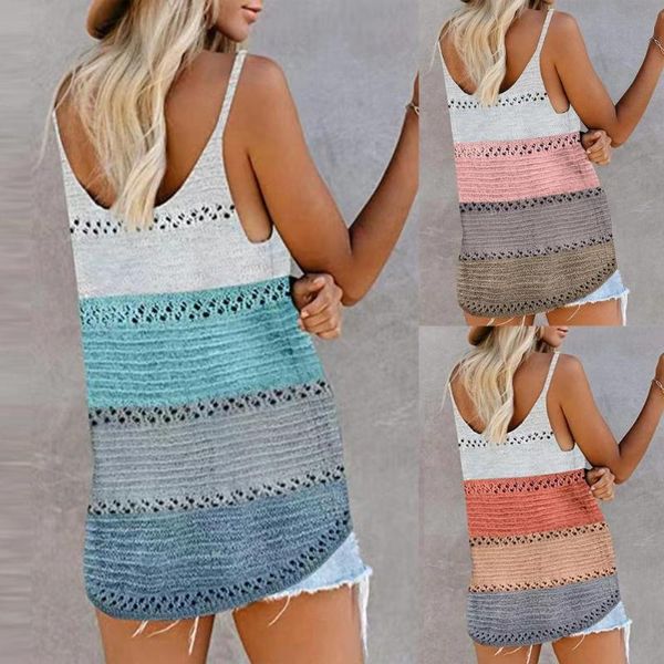 

women's t-shirt ladies round neck vest for girls casual loose streewear camisole summer 2021 sleeveless clothing sling top, White