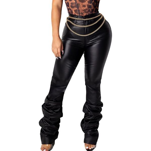 

women's leggings women fashion trousers bright leather tight-fitting slim casual pants luruxy, Black