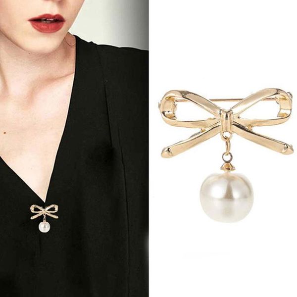 

pins, brooches bow brooch fashion wild pearl pins sweater pin shawl buckle badge accessories for women jewelry gift, Gray