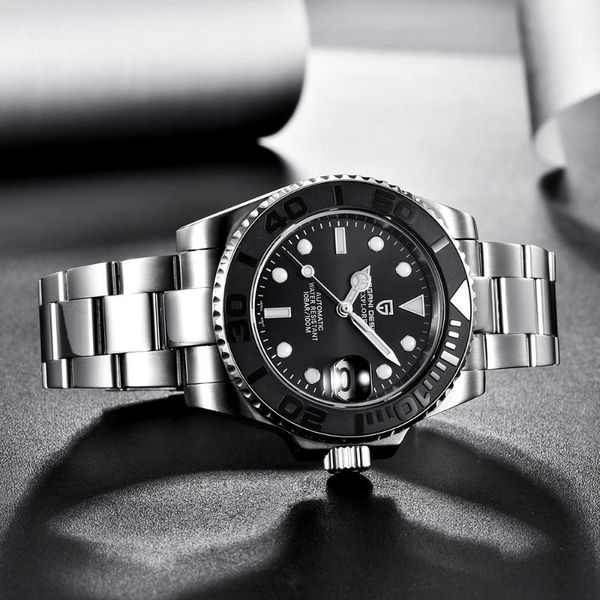 

wristwatches pagani design brand men mechanical watch luxury waterproof automatic stainless steel business reloj hombre, Slivery;brown