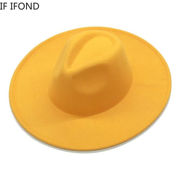 

wide brim hats bauhinia women's hat 9.5cm big jazz fedora all-match solid color formal felt chapeu feminino, Blue;gray