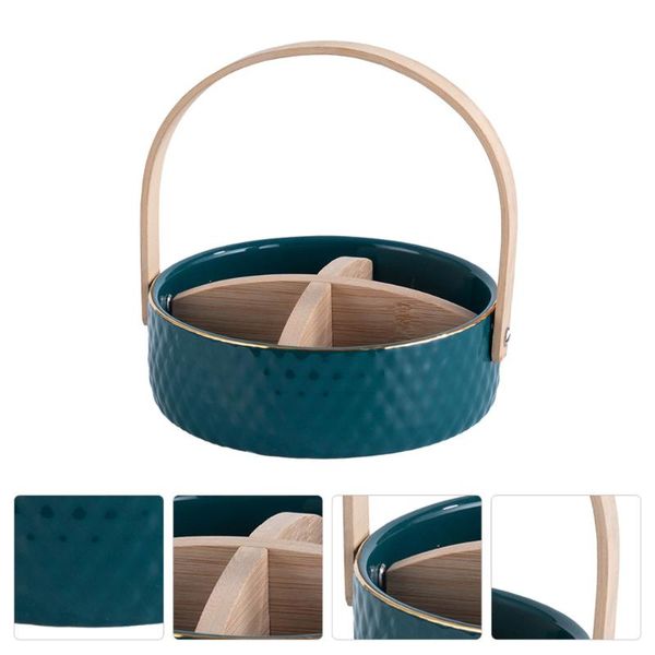 

dishes & plates 1pc candy plate storage tray compartments dish for home (green)