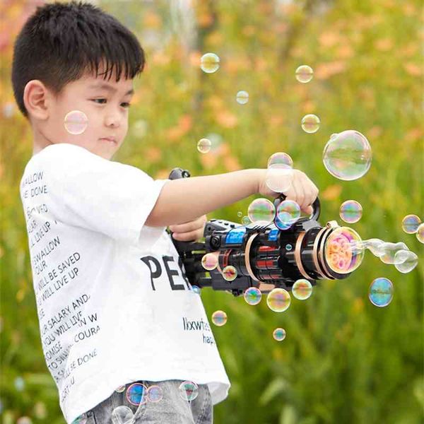 

bubble machine gun tiktok, the same electric gatlin five hole pistol, handheld toy, combat child size.