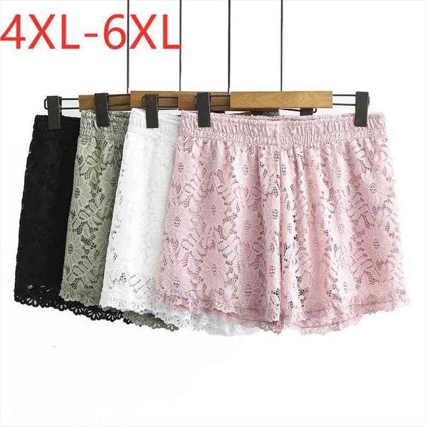 

summer plus size basic womens short large loose casual pink white black elastic lace 4xl 5xl